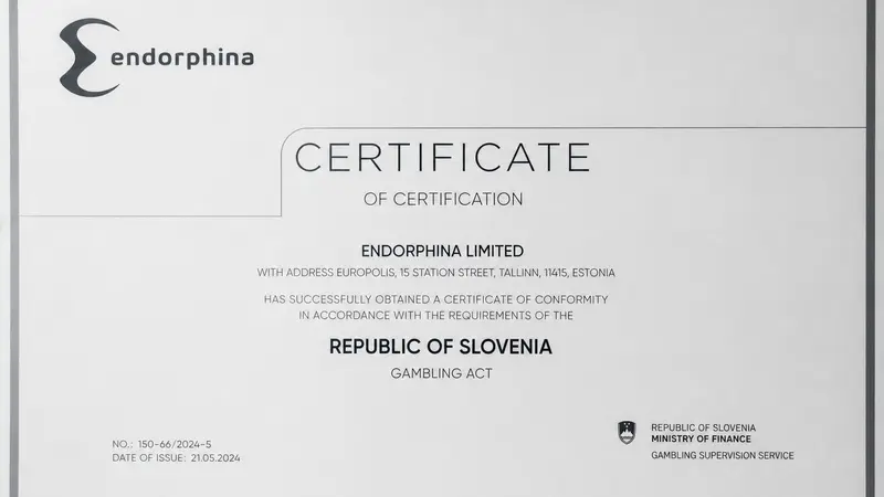 Endorphina Peroleh Lisensi di Slovenia, Perluas Jangkauan Regulasi
